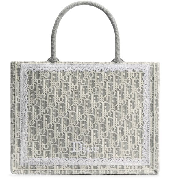 Dior Medium Dior Book Tote with Strap in 074 Latte/Gris — view 1