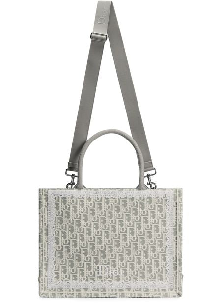 Dior Medium Dior Book Tote with Strap in 074 Latte/Gris — view 2