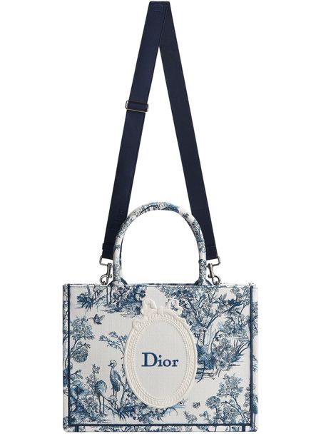 Dior Medium Dior Book Tote with Strap in 928 Bleu/Multic — view 2