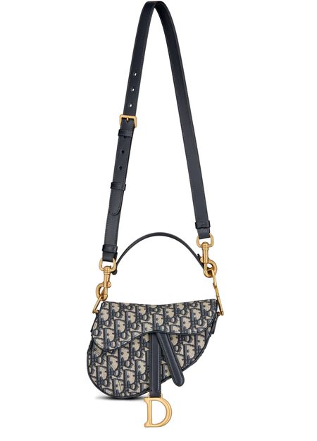 Dior Mini Saddle bag with strap in Bleu Multicolor — view 4