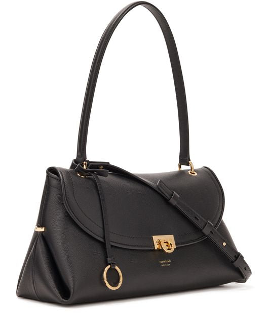 Ferragamo Sofia Shoulder Bag (M) in Nero — view 2