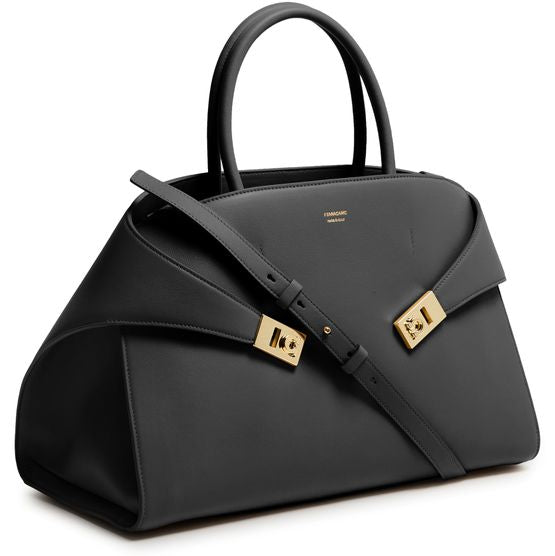Ferragamo Hug handbag (L) in Nero — view 2