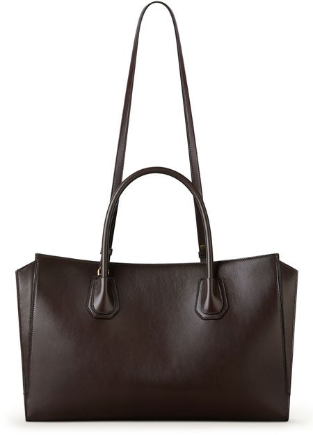 Givenchy Medium Antigona Catchall Bag in shiny grained leather in 206-Chocolate — view 2