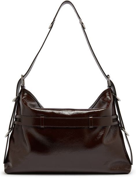 Givenchy Voyou medium bag in patent leather with multi-buckles in Ebony Brown — view 3