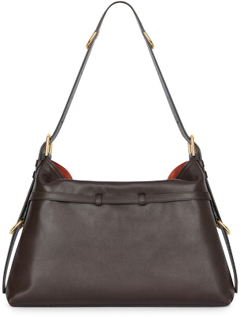 Givenchy Voyou medium shiny leather bag in 206-Chocolate — view 3