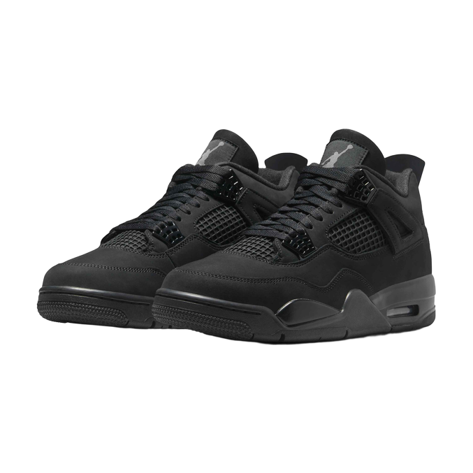 Air Jordan 4 Black Cat FV5029-010 — front three-quarter pair