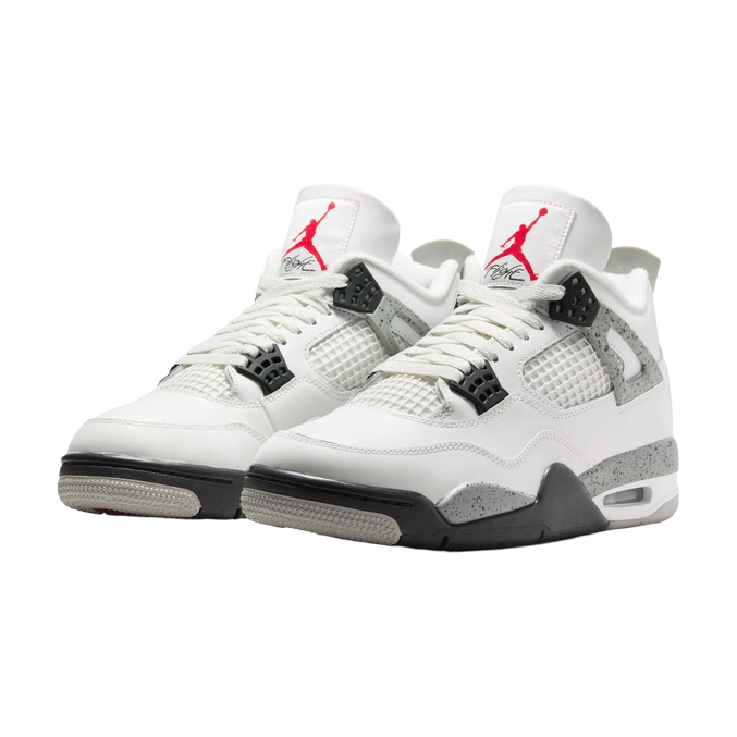 Air Jordan 4 Retro — White Cement — front three quarter pair