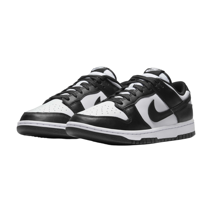Nike Dunk Low Retro — White / Black — front three quarter pair