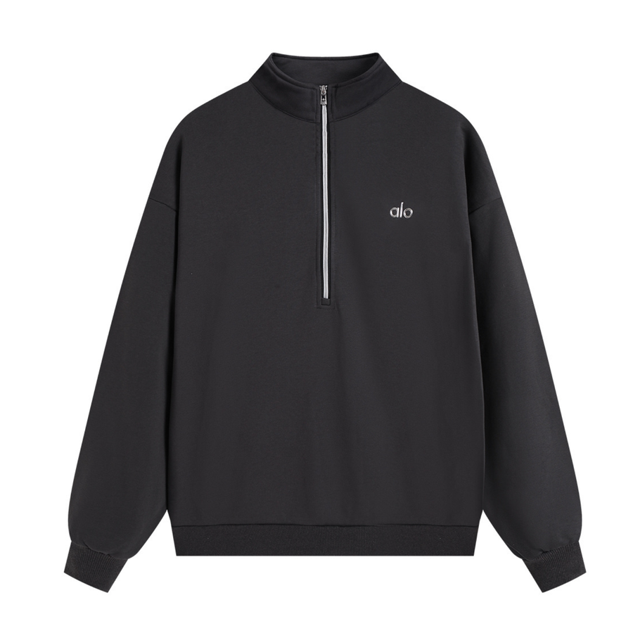 Alo Yoga Black Accolade 1/4 Zip Pullover - flat front