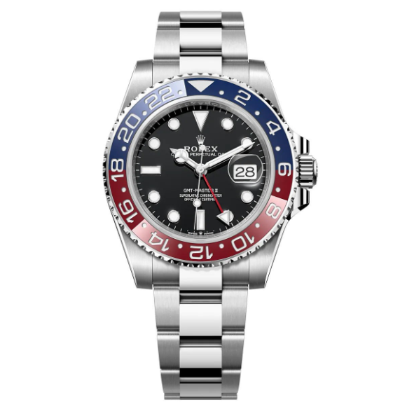 Rolex GMT-Master II Black Dial Red Blue Bezel Oyster Bracelet, view 1