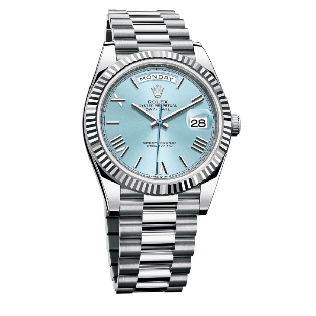 Rolex Day-Date 228236-0012 Ice Blue Roman Dial President Bracelet, view 1