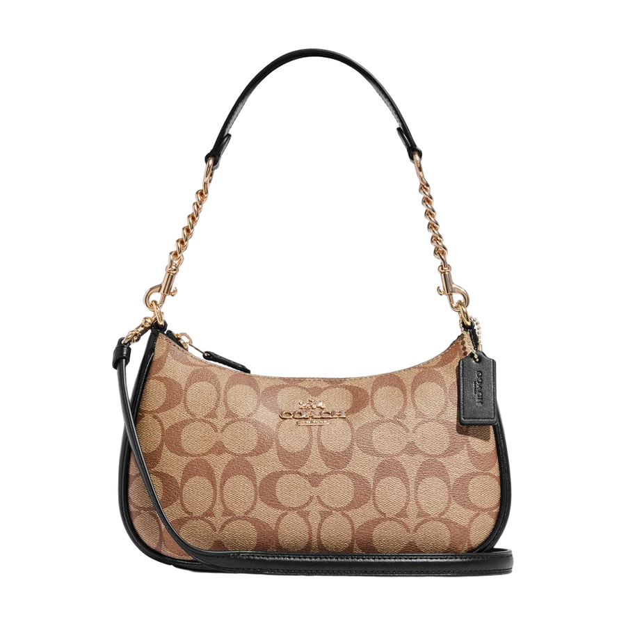 Teri Shoulder Bag in Khaki/Black, front, full product reference view