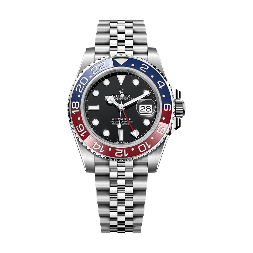 Rolex GMT-Master II Black Dial Red Blue Bezel Jubilee Bracelet, view 1
