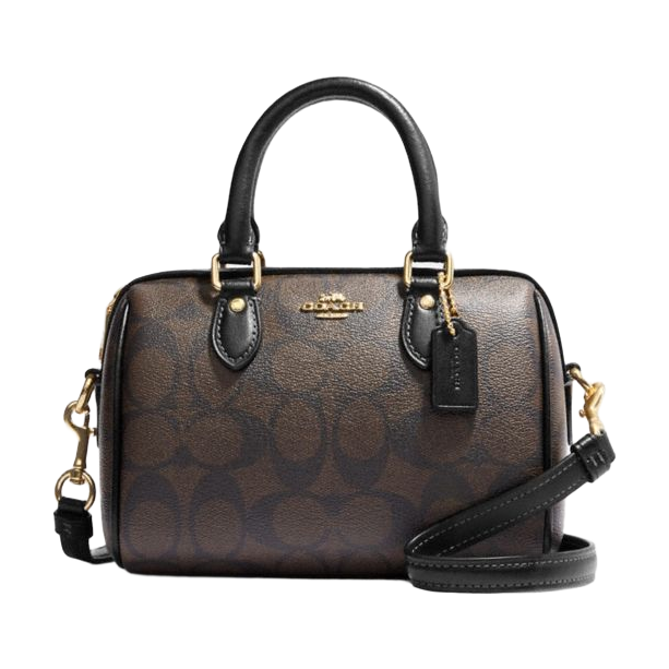 Mini Rowan Crossbody Bag in Brown/Black, front, full product reference view