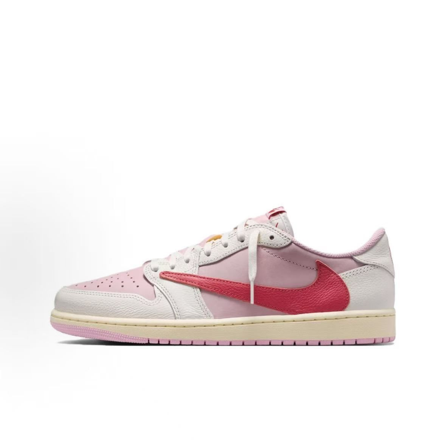 Jordan Air Jordan 1 Low Sneakers — Pink / Sail / Red — source catalog lateral side