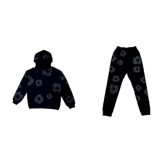 Denim Tears Hoodie and Pants Combination Black/Gray - supplier original