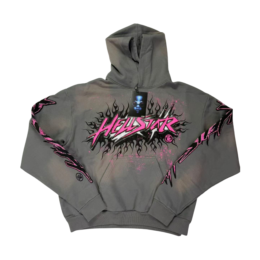 Hellstar Flame Logo Hoodie Gray/Pink - supplier original