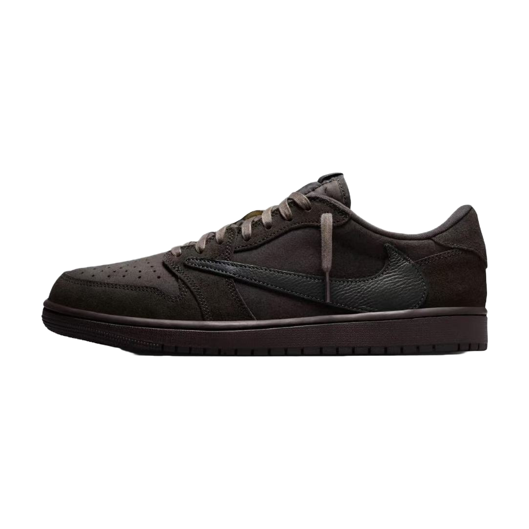 Jordan Air Jordan 1 Low Sneakers — Dark Brown / Black — source catalog lateral side