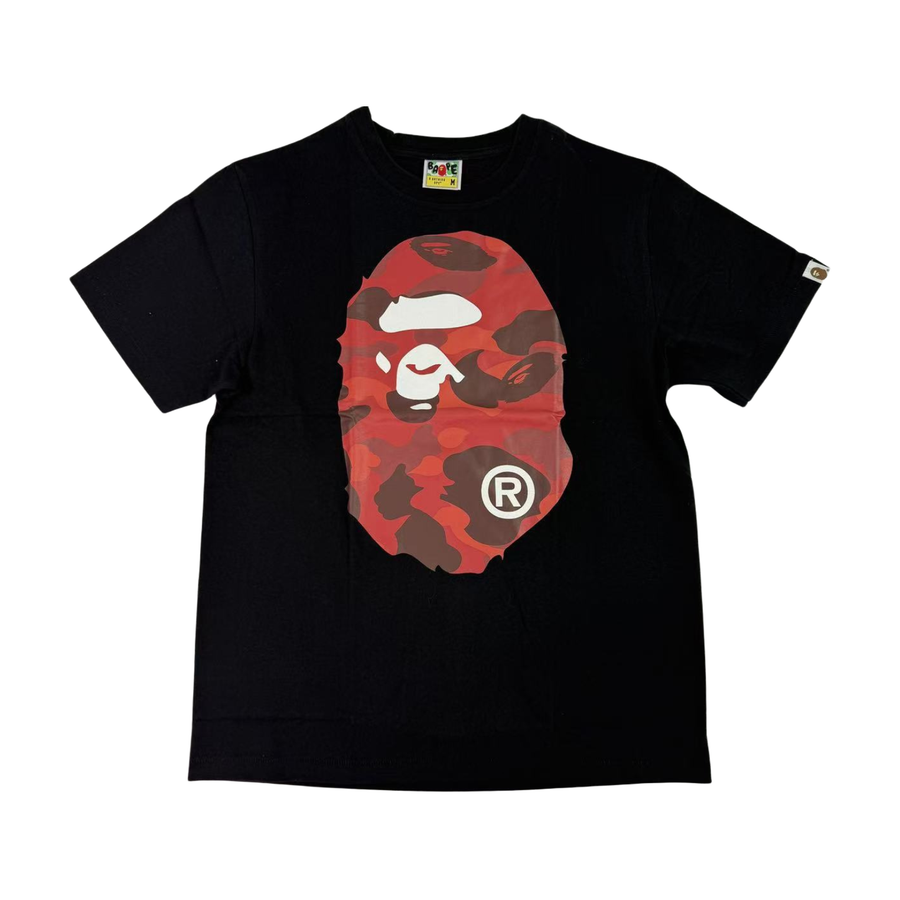 BAPE Red Camo Ape Head Graphic T-Shirt Black - supplier original
