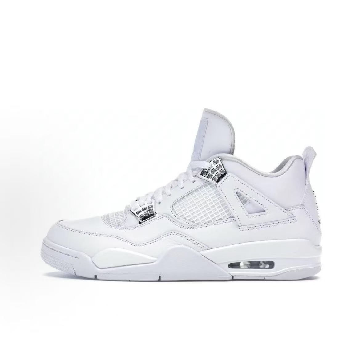 Jordan Air Jordan 4 Sneakers — White / Silver — source catalog lateral side