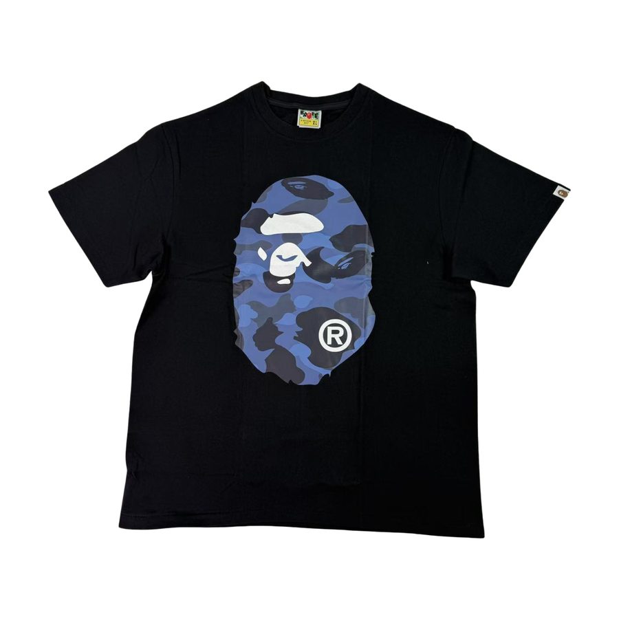BAPE Blue Camo Ape Head Graphic T-Shirt Black - supplier original