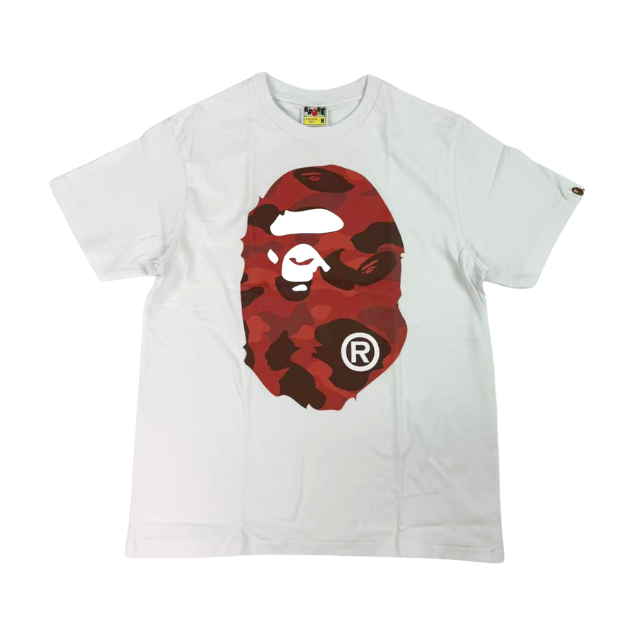 BAPE Red Camo Ape Head Graphic T-Shirt White - supplier original