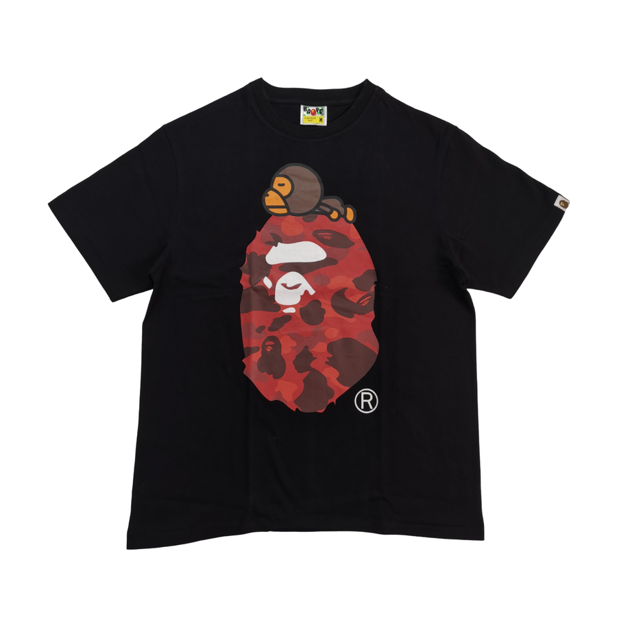BAPE Milo and Red Camo Ape Head Graphic T-Shirt Black - supplier original