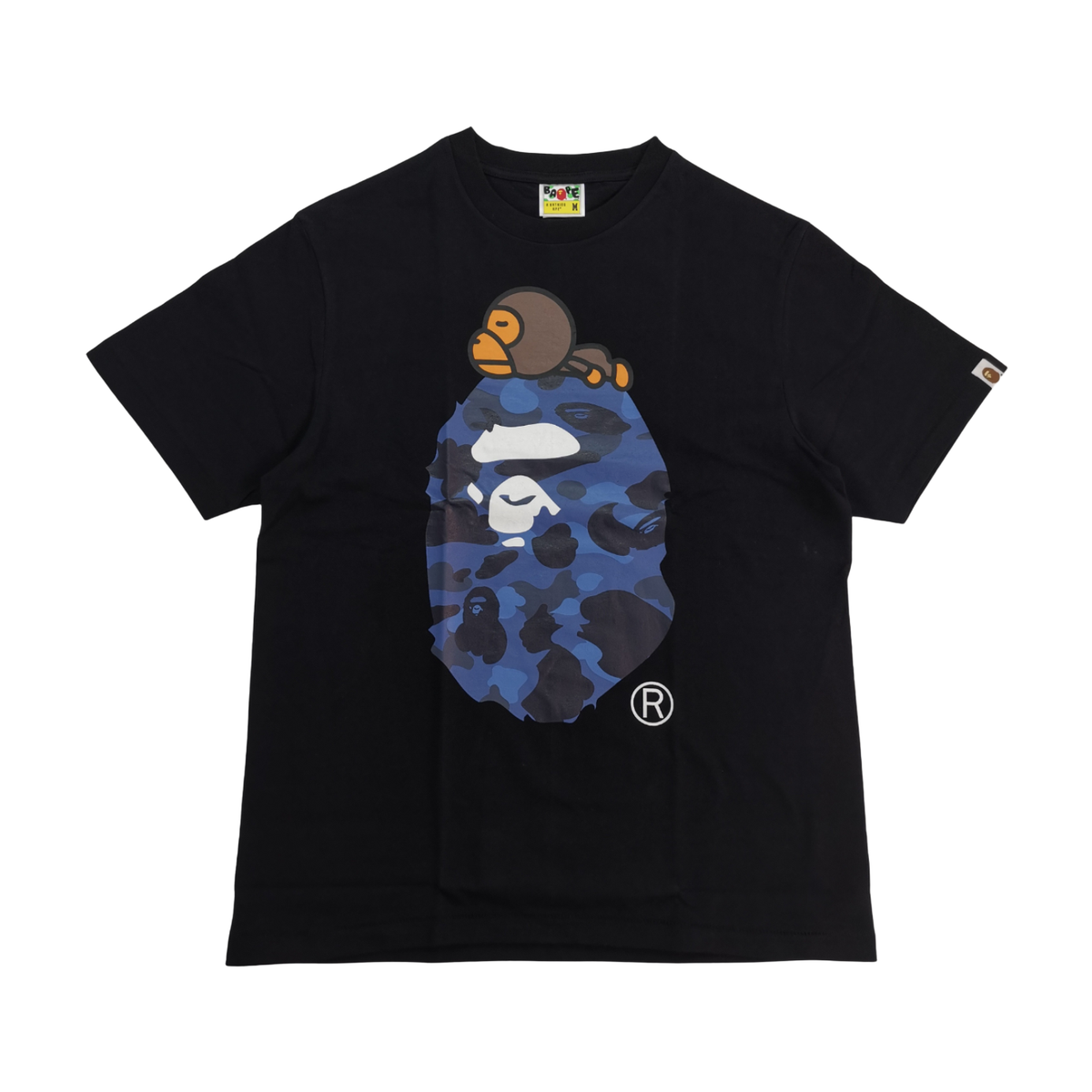 BAPE Milo and Blue Camo Ape Head Graphic T-Shirt Black - supplier original