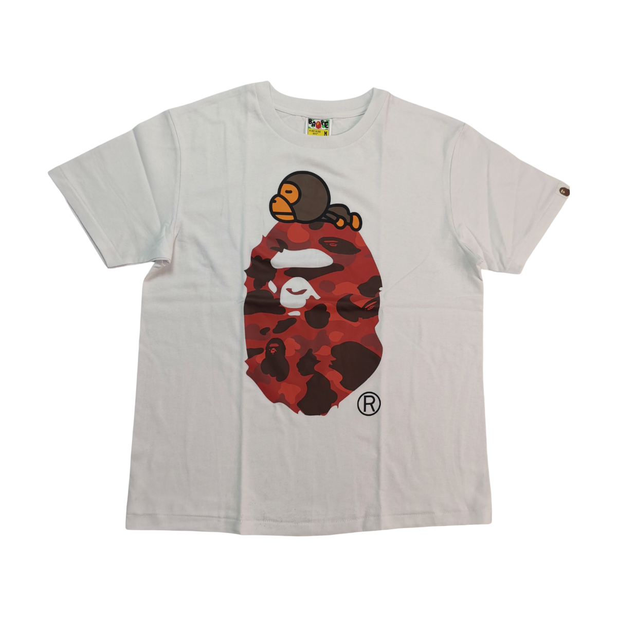 BAPE Milo and Red Camo Ape Head Graphic T-Shirt White - supplier original