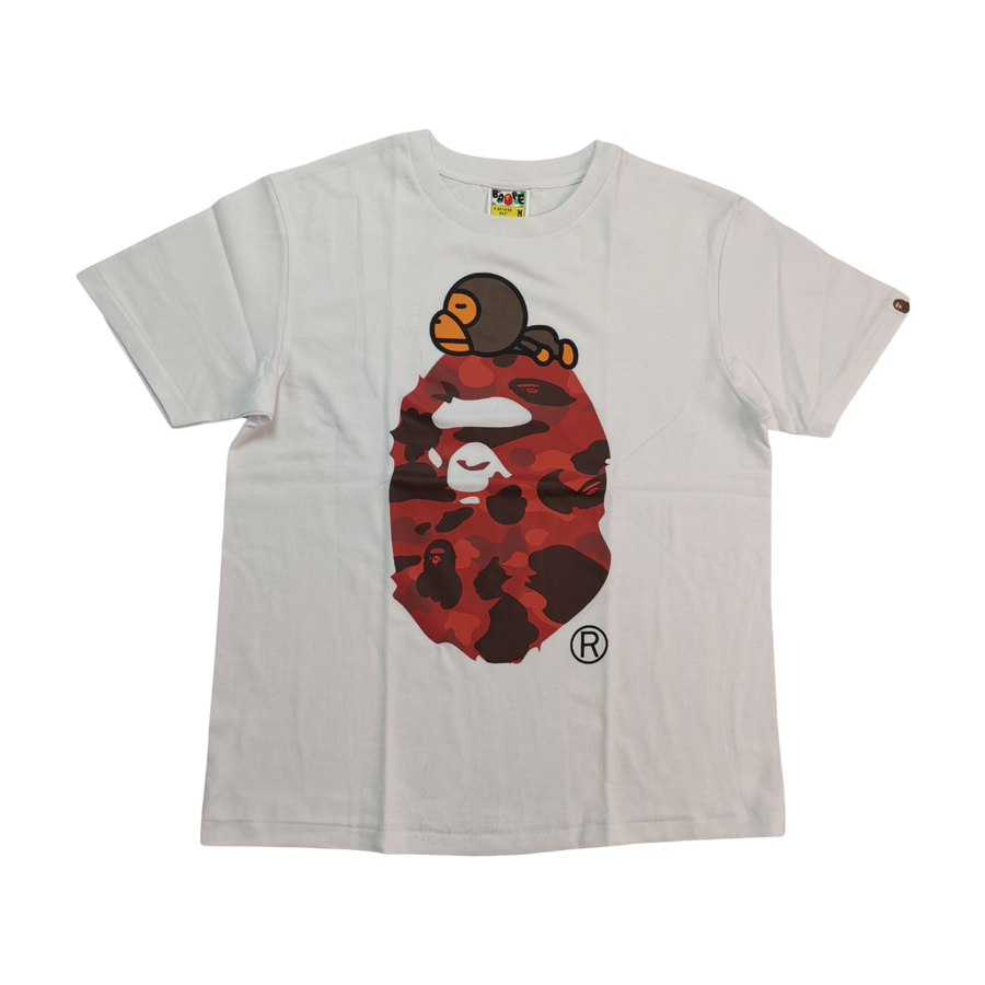 BAPE Milo and Red Camo Ape Head Graphic T-Shirt White - supplier original