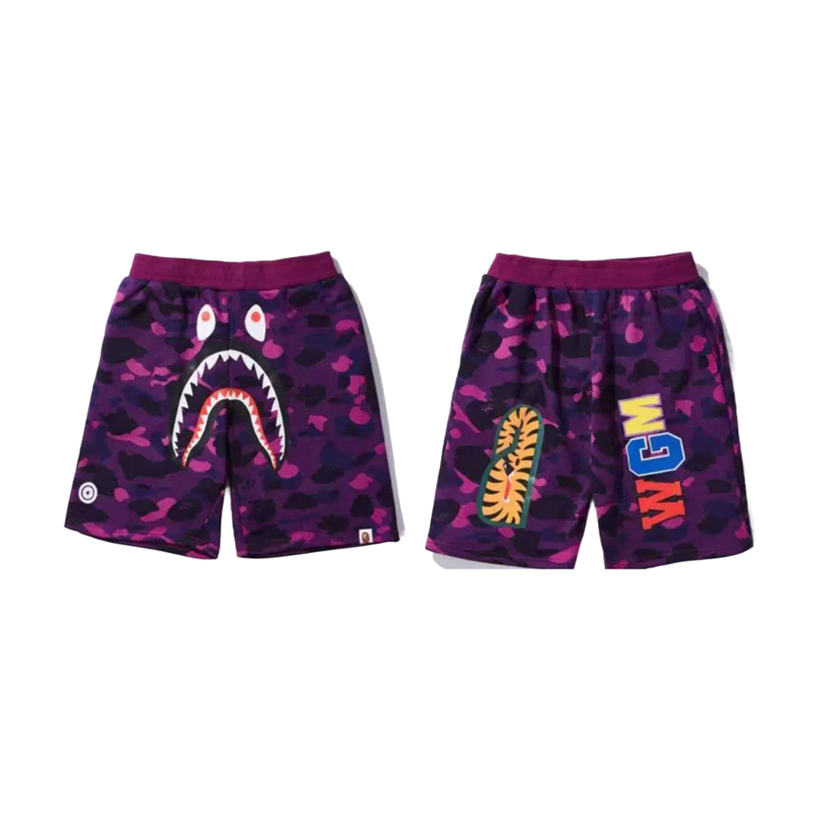 BAPE Camo Shark Graphic Shorts Purple/Black - supplier original