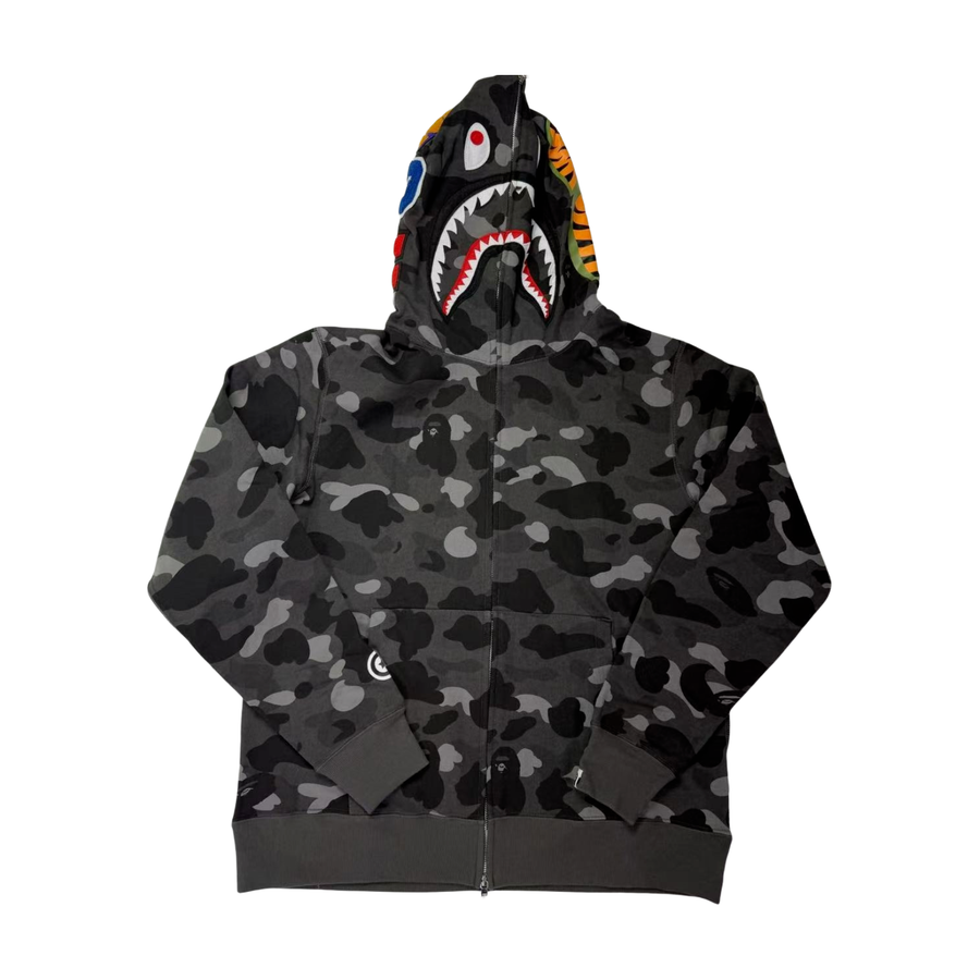 BAPE Camo Shark Full Zip Hoodie Gray/Black - supplier original