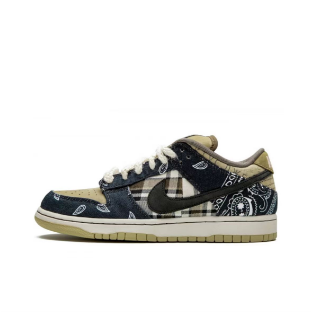 Nike Dunk Low Sneakers — Black / Tan / Paisley — source catalog lateral side