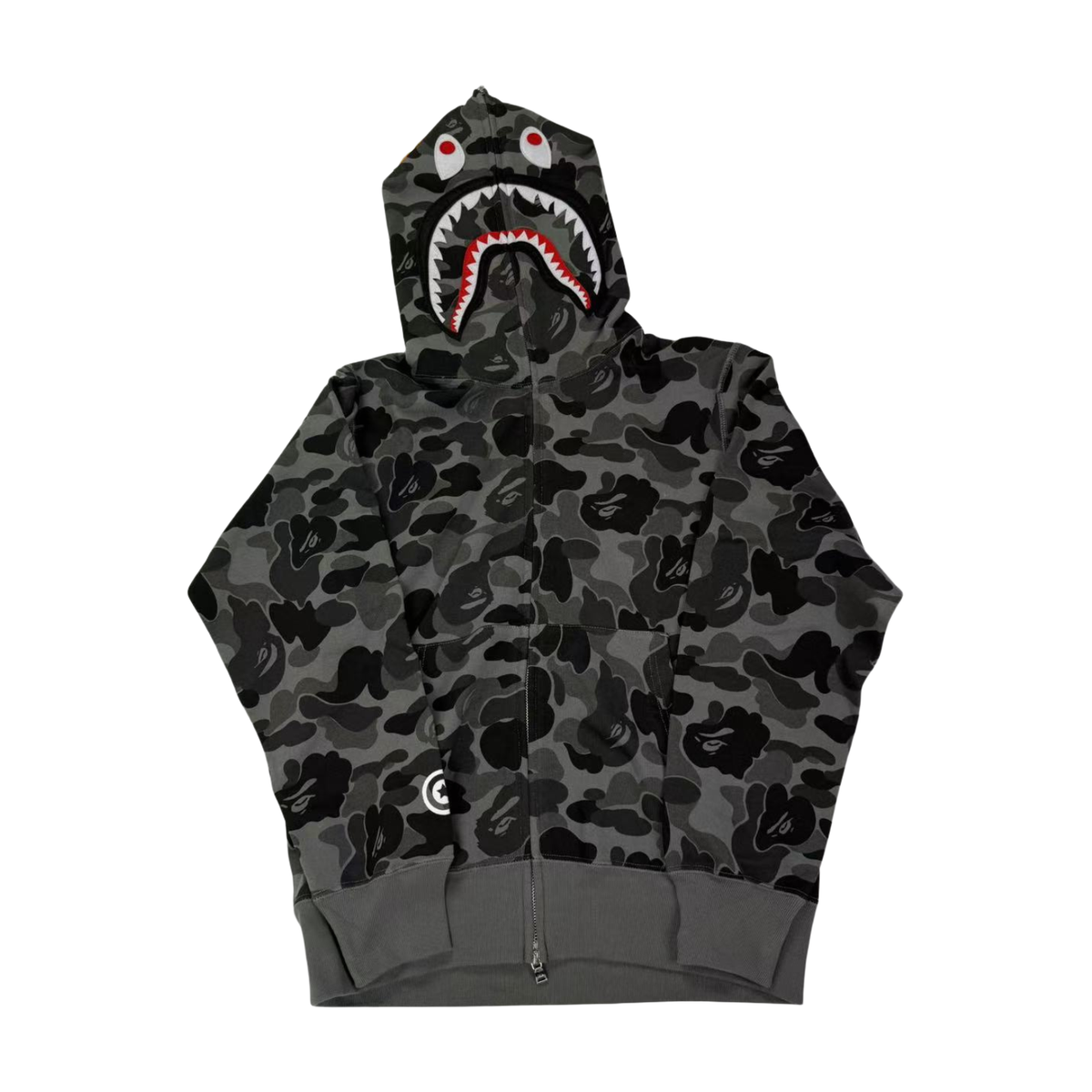 BAPE Camo Shark Full Zip Hoodie Gray/Black - supplier original