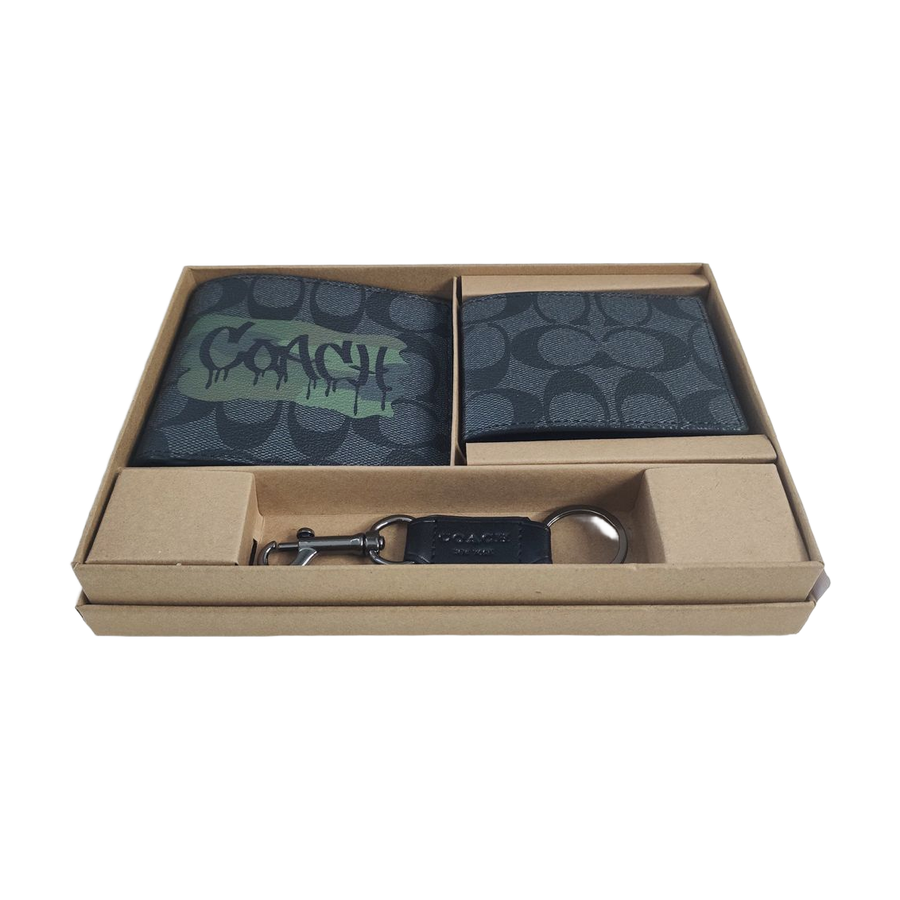 Signature Graffiti Bifold Wallet — Charcoal — source reference photo