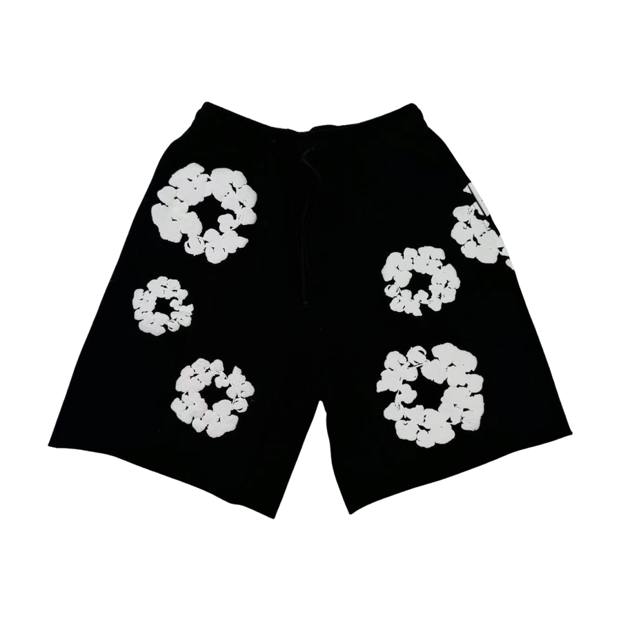 Denim Tears Wreath Graphic Shorts Black/White - supplier original