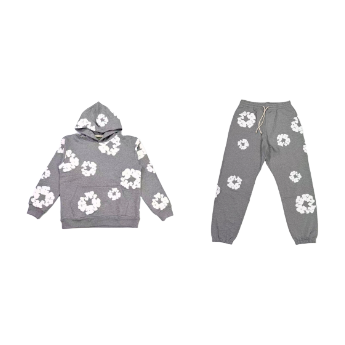 Denim Tears Hoodie and Pants Combination Gray/White - supplier original
