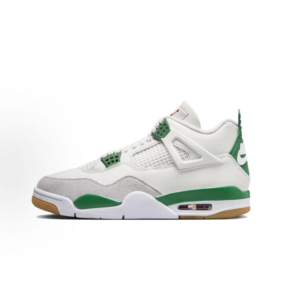 Jordan Air Jordan 4 Sneakers — White / Green / Gum — source catalog lateral side