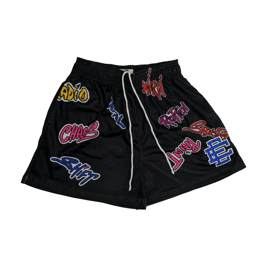 Eric Emanuel Multicolor Word Graphic Shorts Black - supplier original