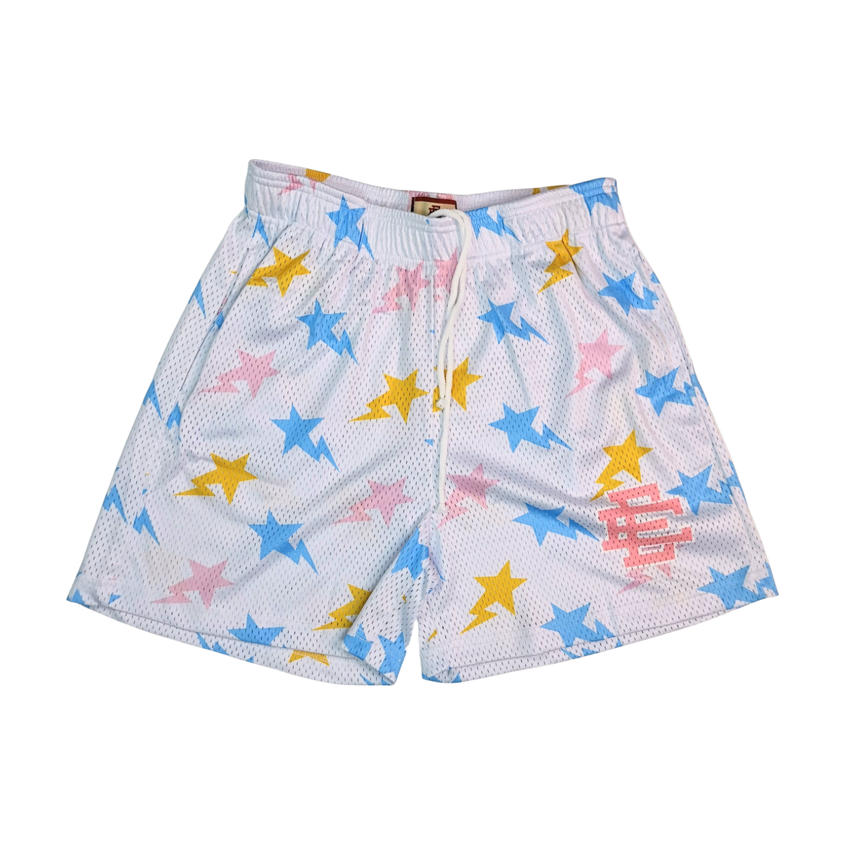 Eric Emanuel Multicolor Star Graphic Shorts White/Pink/Blue - supplier original