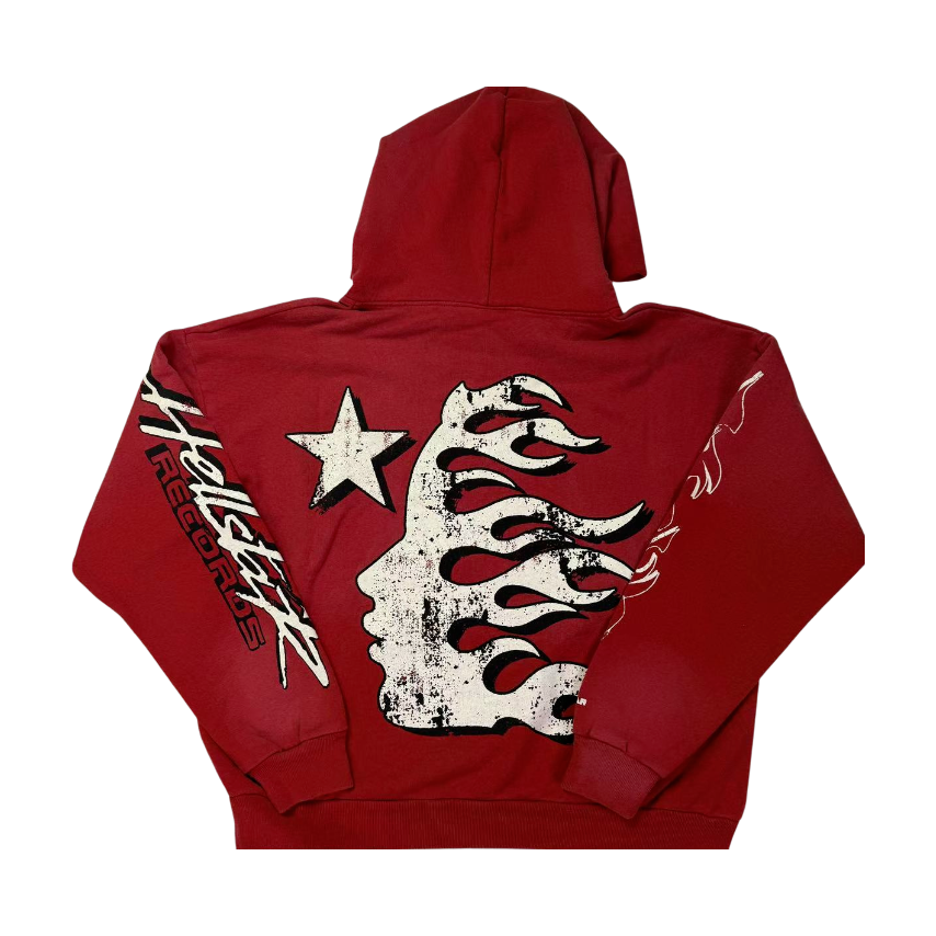 Hellstar Flaming Head and Star Hoodie Red/White - supplier original