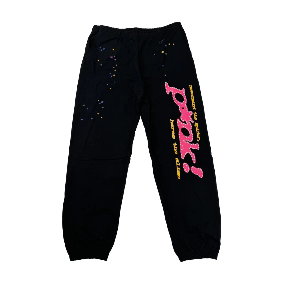Sp5der P*NK Graphic Sweatpants Black/Pink - supplier original