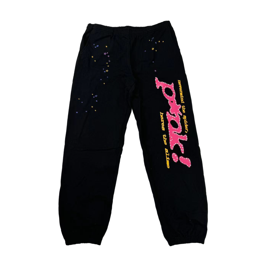 Sp5der P*NK Graphic Sweatpants Black/Pink - supplier original