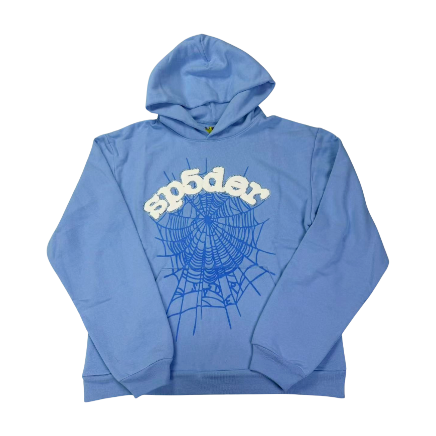 Sp5der Web Graphic Hoodie Light Blue/White - supplier original