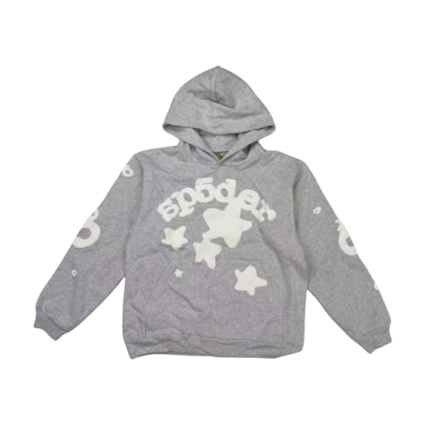 Sp5der Star Graphic Hoodie Gray/White - supplier original