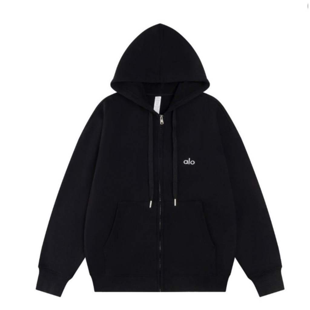 Alo Yoga Full Zip Logo Hoodie Black - supplier original