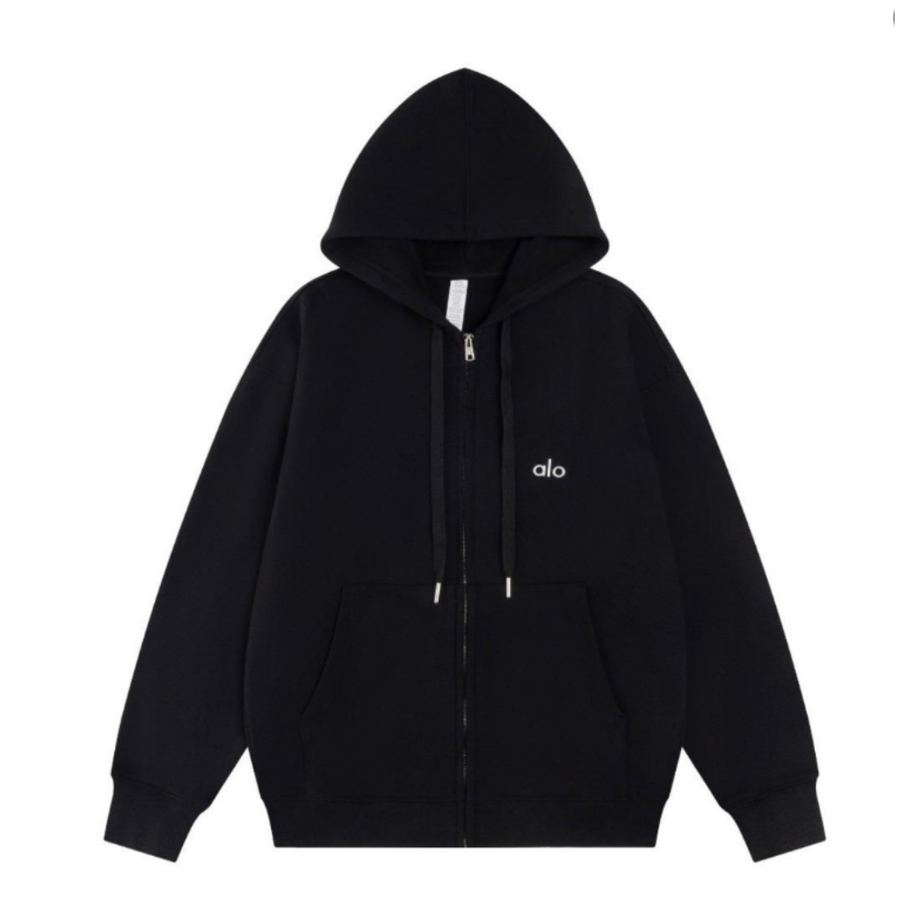 Alo Yoga Full Zip Logo Hoodie Black - supplier original