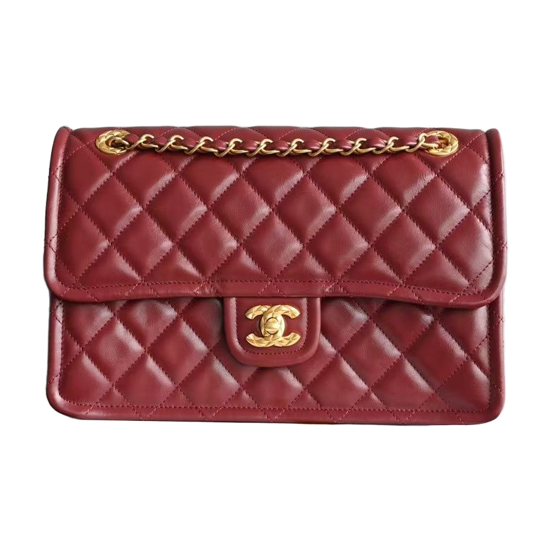 Diamond Quilted Chain Flap Shoulder Bag in Burgundy Red, supplier source view