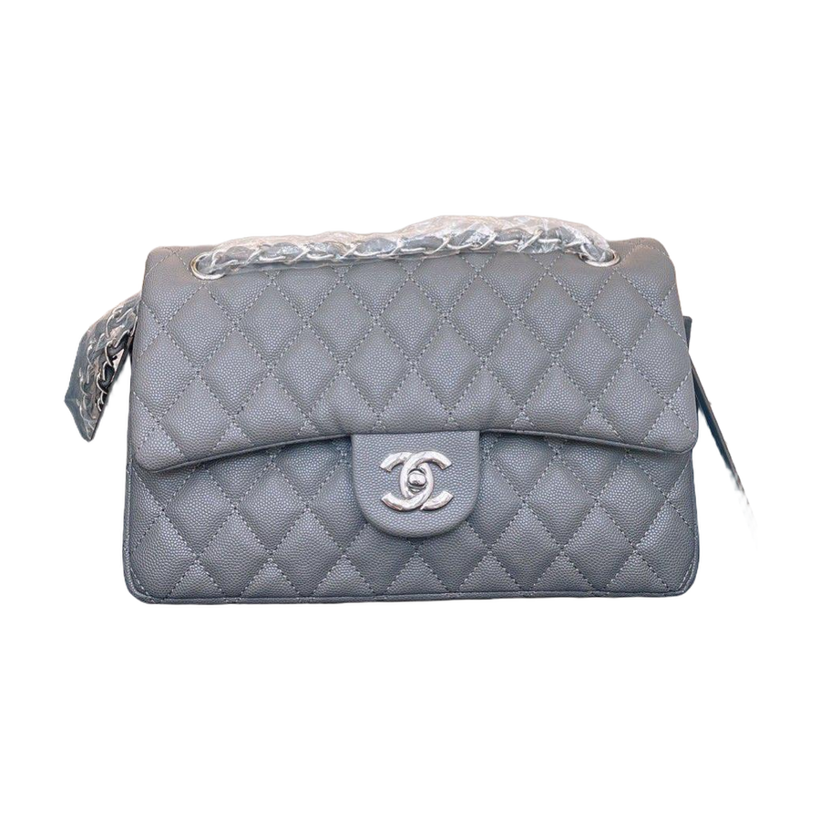 Grained Diamond Quilted Chain Flap Shoulder Bag in Gray, supplier source view