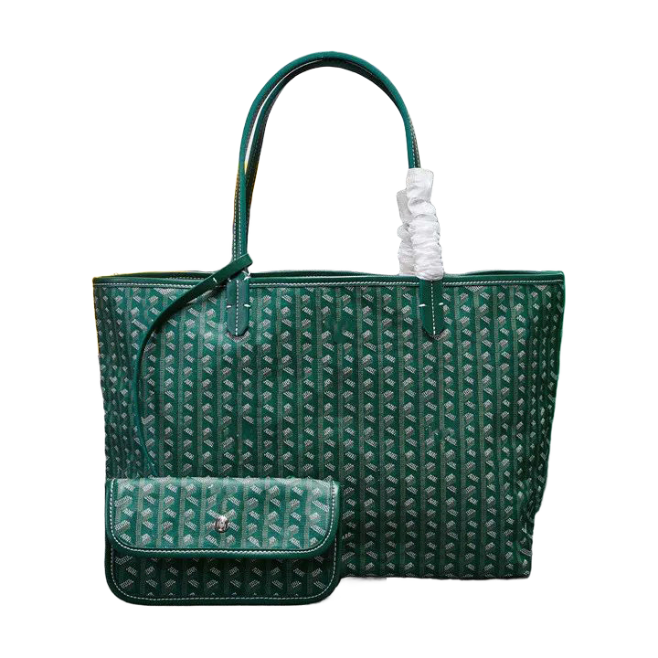 Chevron Print Shoulder Tote in Dark Green, supplier source view, full product reference view